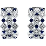 Stříbrné kruhové náušnice s lab-grown diamanty a safíry Solveig