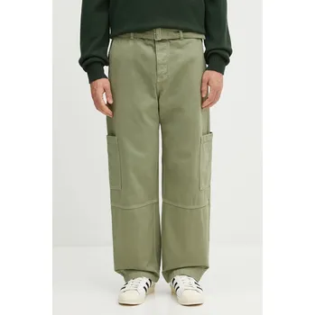 Pánské kalhoty Bavlněné kalhoty Maison Kitsuné Belted Utility, 30, zelená, 91X
