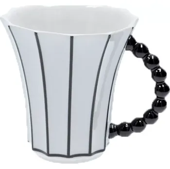 Porcelánový hrnek s ouškem Retro T černá linka