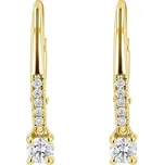 Zlaté visací náušnice s 0.1ct přírodním diamantem Noor