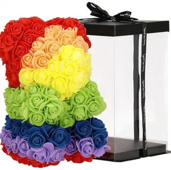 umělá květina Medvídek z růží 30 cm SPRINGOS ROSE BEAR barevný