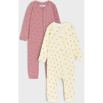 Dívčí oblečení Sinsay - Sada 2 kusů bavlněných overalů - krémová - 154FT-01X - 154FT-01X-68