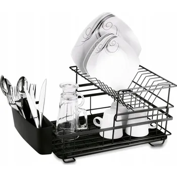 Odkapávač na nádobí DVOUÚROVŇOVÝ ODKAPÁVAČ NA NÁDOBÍ ODKAPÁVAČ na příbory černý odkapávač STOJÍCÍ