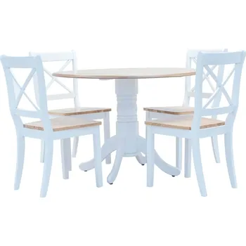 Jídelní set vidaXL 5dílný jídelní set masivní kaučukovník [276869] Barva: Bílo-hnědá