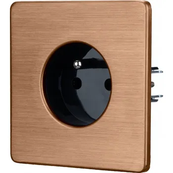 Elektrická zásuvka Jednoduchá elektrická zásuvka Ocel PVD měděná Černý plast