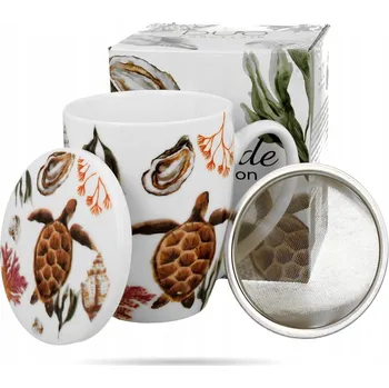 Hrnek se sítkem a víčkem želva 360 ml porcelán DUO