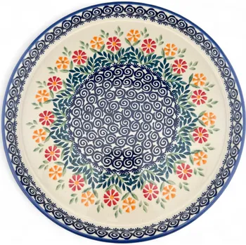 Kulatý tác 26 cm, dekor JS14, keramika Bolesławiec