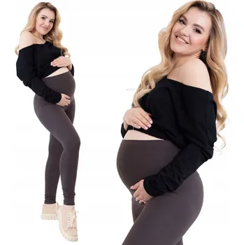 Dámské legíny Formommy těhotenské legíny dlouhé bavlna hnědé velikost 4XL