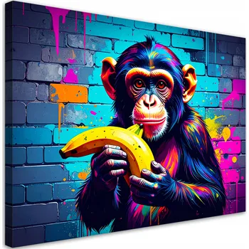 Obraz Mládežnický obraz do obýváku, Abstrakce Opice s banánem Graffiti 60x40