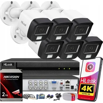 Bezpečnostní kamera Venkovní monitorovací systém 8MPx 4K HiLook od Hikvision, 6 kamer TurboHD, 2TB disk