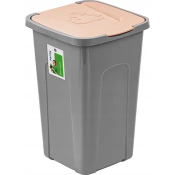 Odpadkový koš Šedý koš 50L s hnědým víkem pro třídění odpadu