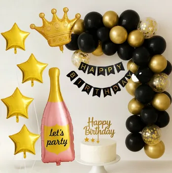 Party dekorace BALÓNKOVÁ DEKORACE BALÓNKY K NAROZENINÁM SADA NÁPIS HAPPY BIRTHDAY GIRLANDA