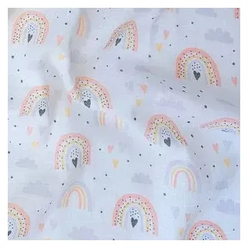 látková plena Plena tisk 70x70 duha a srdíčka 70x70