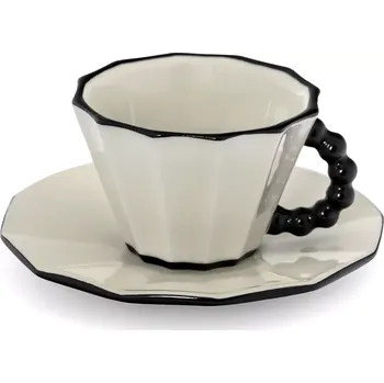 Espresso šálek s podšálkem s černou linkou