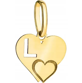 Přívěsek Zlatý přívěsek Złocisto srdce písmeno L