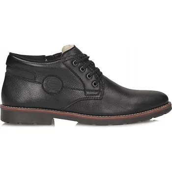 Pánská zimní obuv Rieker 44 Pánské polobotky KOŽENÉ Zimní Zateplené Kotníkové Boty Šněrovací Černé