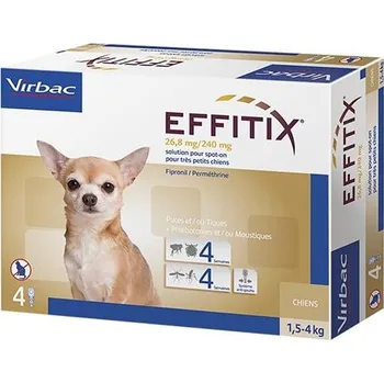 Antiparazitikum pro psa Effitix Spot-on Dog objem: S a.u.v. 67mg/600mg sol 4x1,1ml