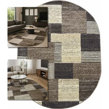 Koberec OVÁLNÝ KRÉMOVÝ KOBEREC DO LOŽNICE 3D ROMANTIC HNĚDÝ BÉŽOVÝ KOBEREC 80x150