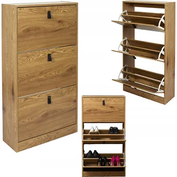 Botník Botník s výklopnými dvířky HowHomely 63 x 117 x 24 cm, odstíny béžové a hnědé