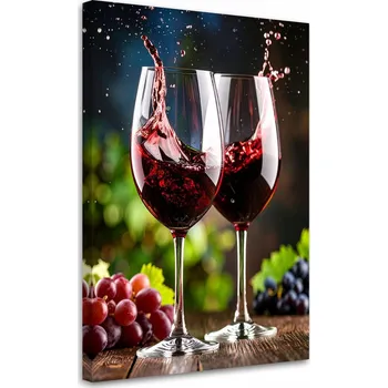 Obraz Obraz do kuchyně a jídelny, Skleničky s vínem a hroznové víno 40x60