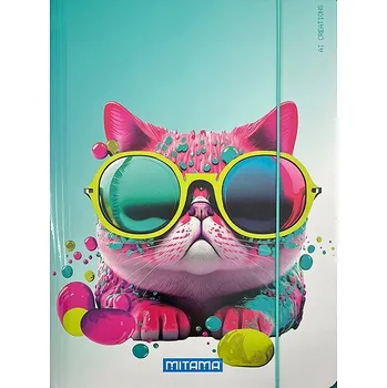 MITAMA Kočka A4 s gumičkou a chlopněmi