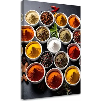 Obraz Obraz do kuchyně, Misky s kořením a bylinkami 80x120
