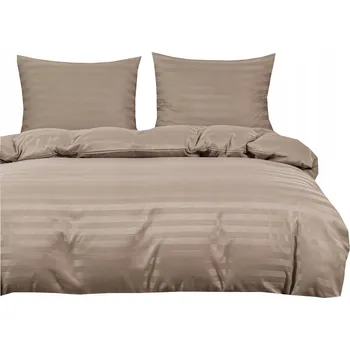 Povlečení Hotelové Povlečení damašek s proužky 140x200 béžové, cappuccino