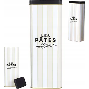 Obraz Dóza na těstoviny Bistrot černo-béžová kovová 9 x 26 cm Elegantní černá