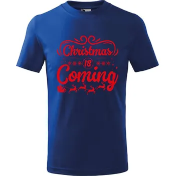 Chlapecké tričko Dětské tričko Christmas coming Velikost: 134/8 let, Barva trička: Královsky modrá