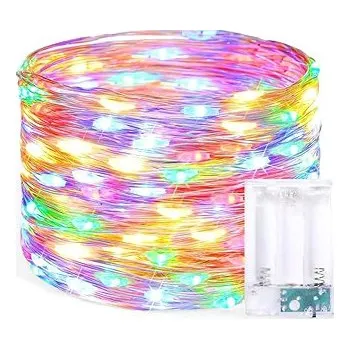 Vánoční dekorace senzanakupy Vnitřní vánoční mikro řetěz na baterie 10 m 100 LED s časovačem a programy, barevný