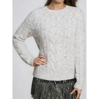 Dámský svetr Sinsay - Svetr s kamínky a příměsí vlny - šedá - 362FJ-09M - 362FJ-09M-M