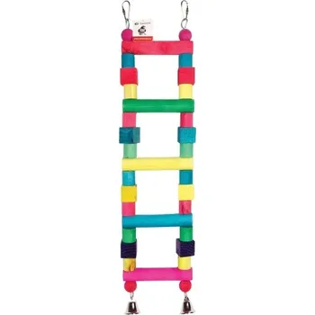 Hračka pro ptáka Žebřík pro papoušky MAXI dřevo, 2 zvonky