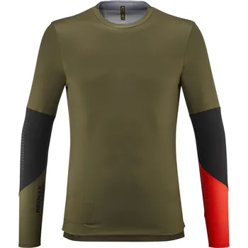 cyklistický dres Dres Mavic DEEMAX ENDURO LS PRO OLIVE/SPICY ORANGE (T000478), M