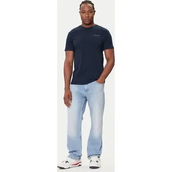 Tommy Jeans T-Shirt Linear Chest DM0DM21780 Tmavomodrá Slim Fit 3XL