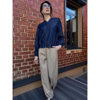 Dámský kabát Bunda Kyra Denim Otta tmavě modrá do pasu Velikost: 36