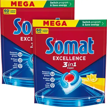 Přípravek do myčky Somat Tabs Excellence 3v1 tablety do myčky 60 ks citron, 2 ks