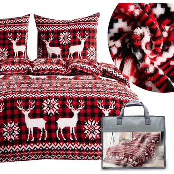 Povlečení POVLEČENÍ VÁNOČNÍ 200x220 3dílné mikrovlákno PLYŠOVÉ na zimu medvídek MARTINO