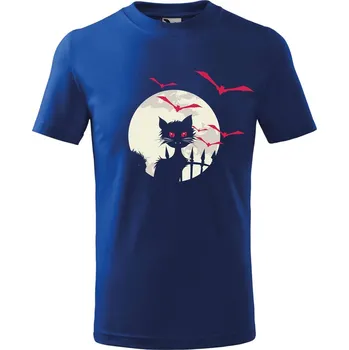Dětské tričko Kočka a netopýři Velikost: 134/8 let, Barva trička: Královsky modrá