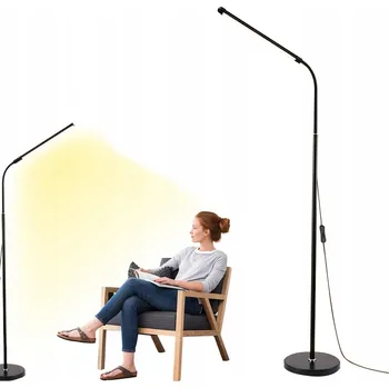 Stojací lampa Stojací LED Lampa na Čtení Noční Černá Nastavitelná