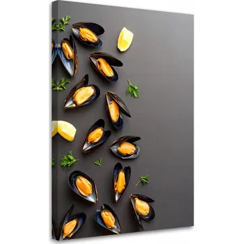 Obraz Obraz do kuchyně jídelny, Mořské plody mušle a bylinky 80x120