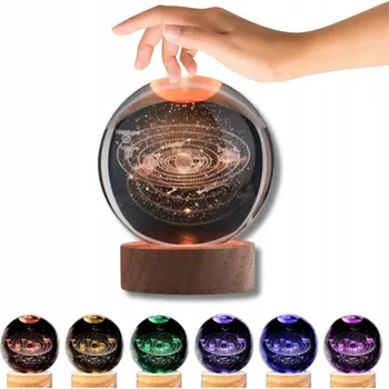 Lampička 3D křišťálová koule noční lampa USB LED kulatá lampa měnící barvy