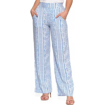 Dámské kalhoty Dámské viskózové kalhoty se širokými nohavicemi, vzorované, elegantní MORAJ XL