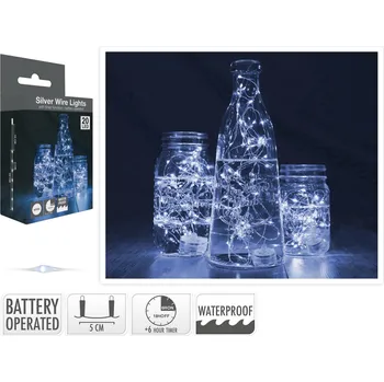 Vánoční dekorace osvětlení 1,3m 20LED studená BÍ, voděodolné s časovačem