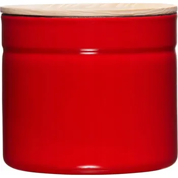 Dóza na potraviny Riess - Kuchyňská dóza s dřevěným víkem 1,3 l, barva rajče (fresh tomato)