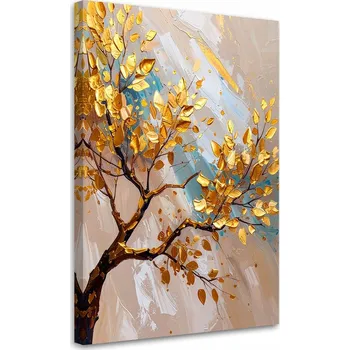Obraz Obraz do obýváku ložnice, Strom Zlaté listy imitace malby 60x90