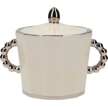 Cukřenka Porcelánová cukřenka stříbrná linka