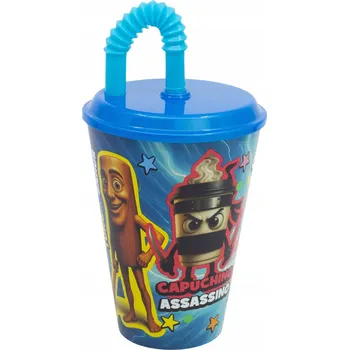 ITALSKÝ plastový kelímek se slámkou BRAIN ROT 430 ml
