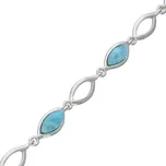 Goldstore Stříbrný náramek přírodní Larimar Délka: 17-20 cm