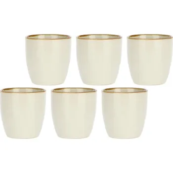 Sada 6 šálků 100 ml krémová kamenina Rose&Tulipani