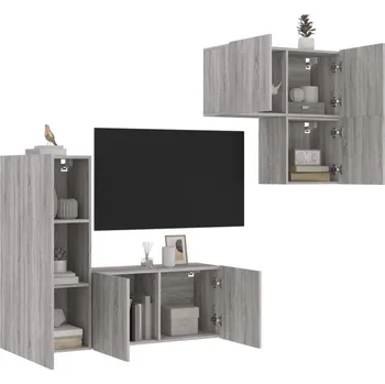 Obývací stěna vidaXL 4dílná obývací stěna kompozitní dřevo [3216430] Barva: šedá sonoma